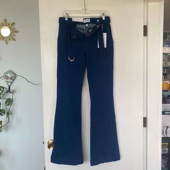 FRAME Le High Flare medium/dark wash jeans with D-ring belt - Picture 5 of 14